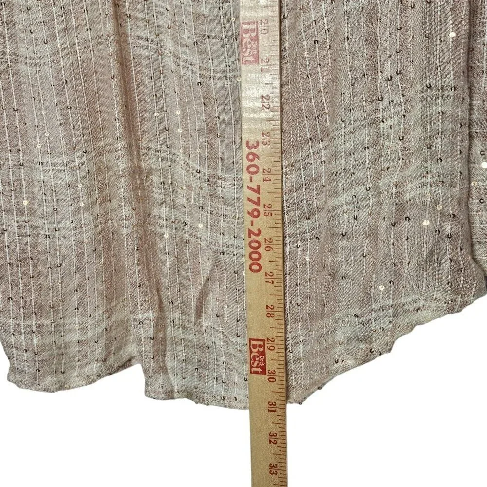 Free People Women's Fearless Love Plaid Woven Shirt Beige/Pink‎ Sequins XSmall